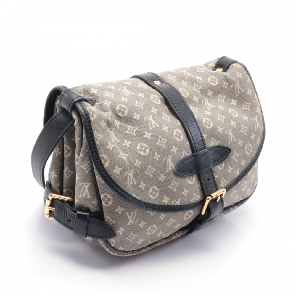 Louis Vuitton Saumur PM Monogram Shoulder Bag Light Blue Navy